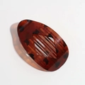 Pince à cheveux ovale plate en écaille de tortue avec motif losange pour coiffure chic - Léopard Rouge