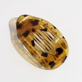 Pince à cheveux ovale plate avec motif léopard ambre et effet écaille de tortue - Léopard Jaune