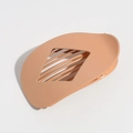 Pince à cheveux ovale plate en fini abricot mat avec design géométrique minimaliste - Jaune Foncé