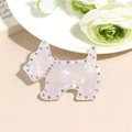 Mini pinza de pelo de perro en acetato blanco perlado con detalles de diamantes - Blanco Radiante Colorido