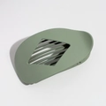 Pince à cheveux ovale plate en vert gris mat avec un design à arc incurvé - Vert