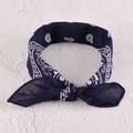 Fascia per capelli a orecchie di coniglio con stampa paisley blu navy su sfondo grigio - Blu Notte
