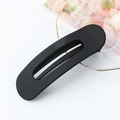 Pinza para el pelo grande negra mate con diseño de anillo ovalado minimalista - Pinzas de pelo pico de pato / Negro