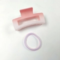 Pince à cheveux dégradé rose et élastique spirale irisé pour femmes, ensemble élégant - Rose Dégradé