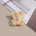 Detailed macro view of a cream marble bear hair claw clip with France Handmade lettering - Transparent Khaki
