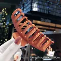 Matte acrylic hair claw clip in caramel color, 10.6cm length for thick hair styling - Orange