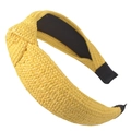 Bohemian style wide braided yellow headband with elegant top knot and fabric lining - Knotted Edged Style / Yellow