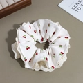 Coletero blanco con estampado de cerezas rojas y borde de encaje dulce y fino - Beige