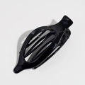 Glossy black oval hollow hair claw clip with nonslip comb teeth in minimalist style - Glossy Black