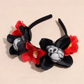 Cerchietto gotico per Halloween con rose rosse nere e teschi bianchi per costumi cosplay - Cerchietto Teschio Rosso Nero
