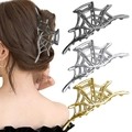 Pinces à cheveux en métal motif toile d'araignée en argent doré et noir gothique - Ensemble 9