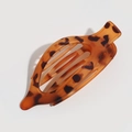 Matte tortoiseshell hair claw clip in oval hollow design for women hairstyling - Dark Leopard Print