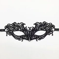 Detailed close-up of black lace fox mask with intricate embroidery for Halloween party - Mask 1