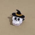 Halloween skull hair claw clip in white acetate with a black wizard hat detail - Skull