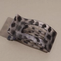 Flat hair claw clip featuring grey leopard print design with curved teeth detail - Glossy Gray Leopard