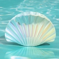 Pinza per capelli a conchiglia iridescente con finitura perlata per lo stile mare - Blu e Giallo / 9.5CM