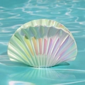 Pinza per capelli a conchiglia iridata con finitura bianco perla per la spiaggia - Verde e Rosa / 9.5CM