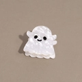 Dettaglio molletta per capelli a forma di fantasma in acetato bianco perlato Halloween - Fantasma Bianco