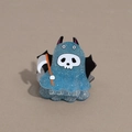 Detailed close-up of a blue glittery ghost hair claw with bat wings and a scythe for Halloween - Blue Reaper Ghost