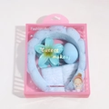 Blue spa headband and wristband set with flower clip and sponge in pink box - Lily Flower Set / Light Blue