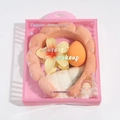 Pink braided headband gift set with yellow flower clip and white plush wristbands - Lily Flower Set / Orange