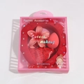 Pink gift box containing red braided headband, wristbands, hair clip and makeup sponge - Lily Flower Set / Red