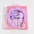 Detailed gift set view featuring purple plush headband, wristbands, and skincare tools - Five-Petal Flower Set / Purple