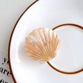 Scallop shaped acetate hair claw clip in pearlescent pink orange with golden lines - Light Orange