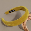 Detail of handmade ginger velvet headband featuring soft texture and a thick padded design - 3cm / Yellow-3cm