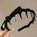Serre-tête ondulé en velours noir avec nœud et peignes pour volume de cheveux - Noir