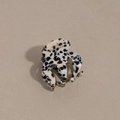Molla per capelli in acetato a pois con scritte dorate France Handmade su sfondo beige - Polka Dot Nero