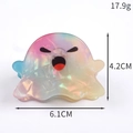 Holographic laser ghost hair claw clip for Halloween measuring 6.1cm by 4.2cm - Scary Iridescent Ghost
