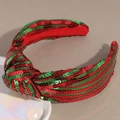Christmas wide knotted headband with festive red and green sequins for holiday fashion - Full Sequin Red Green