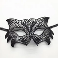 Dark style black lace fox mask with intricate embroidery for Halloween cosplay - Mask 3