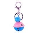 Portachiavi in metallo colorato con ciondolo a doppia campana rosa e blu per borse - Celeste