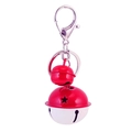 Portachiavi in metallo colorato con campanelli a stella rossi e bianchi e chiusura argento - Rosso