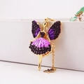 Porte-clés ange doré avec strass violets et noirs et pendentif en étoile - Violet foncé