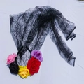 Gothic Halloween fox headband with colorful artificial roses and black lace veil detail - Multi Rose Veil
