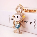 Golden monkey keychain with sparkling white and light blue rhinestones for bags - Cartoon Monkey Shape (YS089) / 7.6*4.1 / Blue