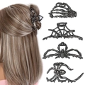 Lot de pinces à cheveux gothiques noir fusil avec main de squelette et toile d'araignée - Ensemble 5
