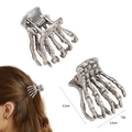 Pinces à cheveux main de squelette gothique en alliage argent antique, lot de deux - Ensemble 10