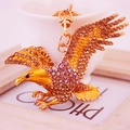 Portachiavi per auto creativo a forma di aquila con strass marroni su lega dorata - Oro