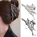 Pince à cheveux gothique toile d'araignée en métal argenté et gris fusil - Ensemble 15