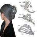 Pinces à cheveux gothiques en alliage argenté avec motifs araignée et main squelette - Ensemble 24