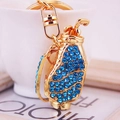 Porte-clés sac de golf doré orné de strass bleus brillants et détails de clubs - Bleu Lac