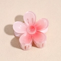 Détail de la pince à cheveux fleur de 4cm en acrylique rose avec dégradé de couleur - Fleur à cinq pétales / Rose Coréen