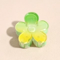 Detailed macro view of green and yellow gradient plumeria flower claw clip hair accessory - 4cm / Flower Green Yellow