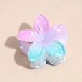 Detail of gradient pink-purple resin plumeria flower hair claw clip with multiple teeth - 4cm / Lily Purple Blue