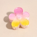Macro detail of Frangipani hair claw clip showing pink to yellow gradient resin petals - 4cm / Flower Pink Yellow