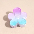 Detail view of a small gradient plumeria hair claw with purple to blue matte finish - 4cm / Flower Purple Blue